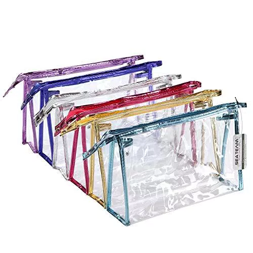 Sea Team 6pcs borsa da viaggio portatile trasparente da viaggio borsa cosmetica in plastica vinilica trasparente con cerniera