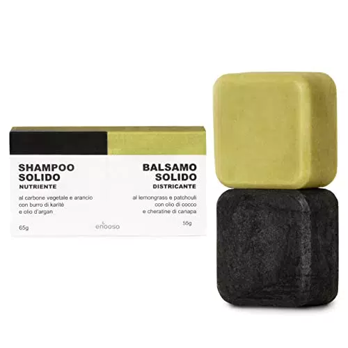 Shampoo Solido Bio e Balsamo 120 g - Enooso - 100% Artigianale Biologico Naturale Vegano - Made in Italy