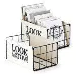 SISVIV 2Pz Cesto Metallico e Tela Portaoggetti Scatola Cestino per Camera Contenitore Senza Coperchio per Stoccaggio Cucina Camera Soggiorno Multiuso 35 x 23 x18 cm LOOK AT YOU GROW