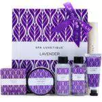 Spa Luxetique Set Bagno Doccia Donna 6 Pezzi alla Lavanda Cofanetto Regalo Donna con Bagnoschiuma e Lozione per San Valentino Compleanno Anniversario Viaggio