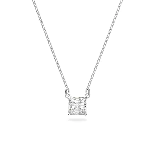 Swarovski Collana Attract, Quadrato, Bianco, Placcato rodio