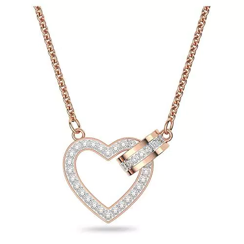 Swarovski Collana Lovely, Cuore, Bianco, Placcato color oro rosa