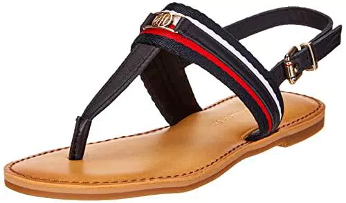 Tommy Hilfiger Corporate Webbing Flat Sandal, Bassi Donna