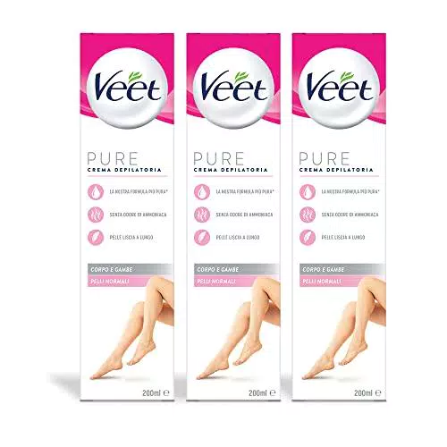 Veet Crema Depilatoria Pelli Normali 200ml x3, per Gambe