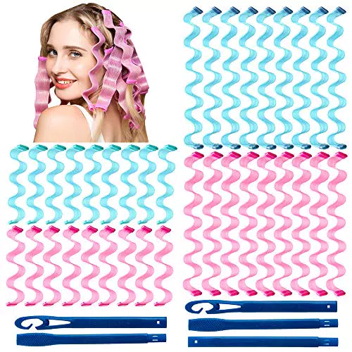 36 pezzi Bigodini Kit per lo styling Rulli per capelli ondulati d'acqua Senza spirale di calore Rulli bigodino per capelli Migic per la maggior parte dei tipi di acconciature con ganci per capelli