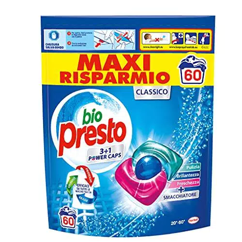 Bio Presto Power Caps Classico, Confezione Da 60 Lavaggi