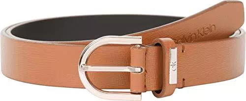 Calvin Klein Cintura Rotonda 25mm Saffiano, Cognac, 90 cm Donna