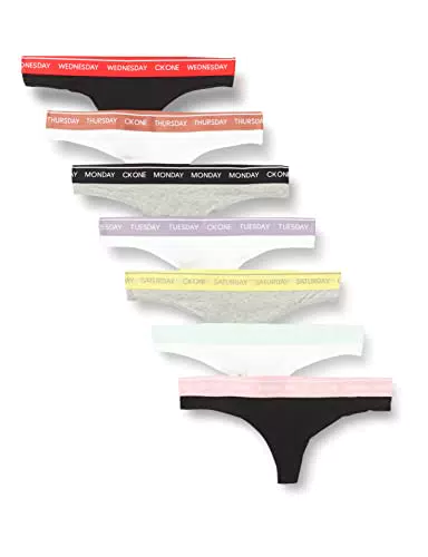 Calvin Klein Thong 7PK Slip a Tanga, Gry Heather_Black_Coloured WB