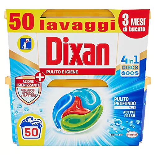 Dixan Discs Pulito e Igiene, Detersivo Lavatrice Predosato In Capsule