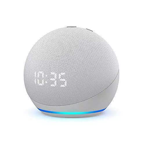 Echo Dot - Altoparlante intelligente con orologio e Alexa - Bianco ghiaccio