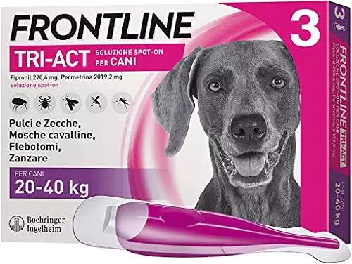 Frontline Triact, 3 Pipette, Cane L, Antiparassitario per Cani e Cuccioli di Lunga Durata