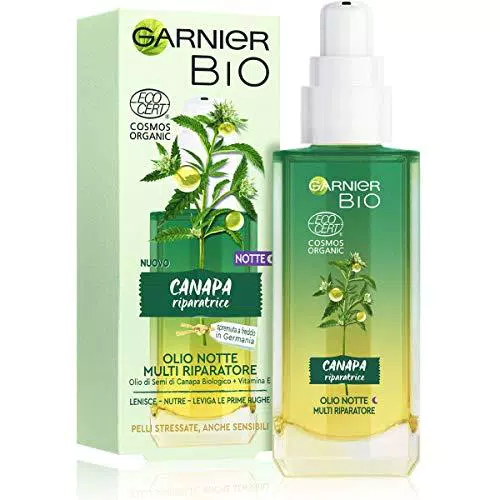Garnier Bio Olio Viso Riparatore Notte Canapa, 30ml