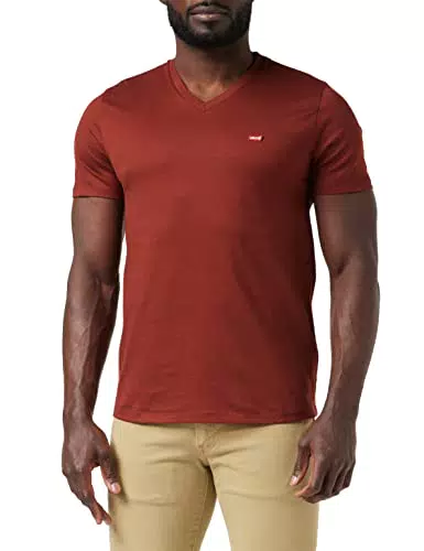 Levi's ORIGINAL HM VNECK FIRED BRICK, T-Shirt Uomo, Rosso