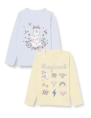 Name It Nmfvix 2p LS Top BBB T-Shirt, Doppia Crema/Confezione: 2 Paia di Crema + Erica