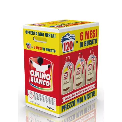 Omino Bianco - Detersivo Lavatrice Liquido, 120 Lavaggi, Fresco Profumo con Essenza Cuore di Marsiglia