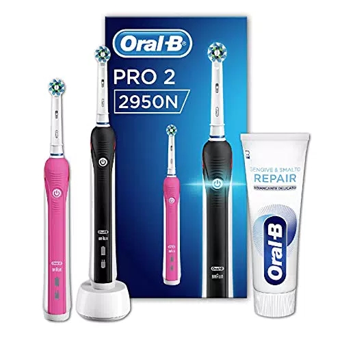 Oral-B PRO 2 2950N CrossAction Spazzolino Elettrico Ricaricabile con 2 Manici Connessi