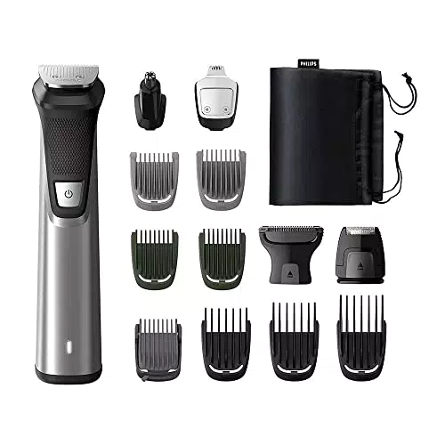 Philips Multigroom Serie 7000 14-in-1, per Viso, Capelli e Corpo con Tecnologia DualCut