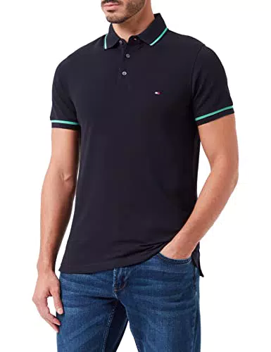 Tommy Hilfiger 1985 Tipped Slim Polo Camicia, Desert Sky