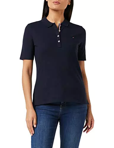 Tommy Hilfiger Regular Polo SS, Maglietta Polo, Donna Blu Scuro