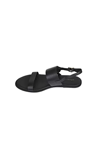 Tommy Hilfiger Round TH Flat Sandal, Bassi Donna, Nero