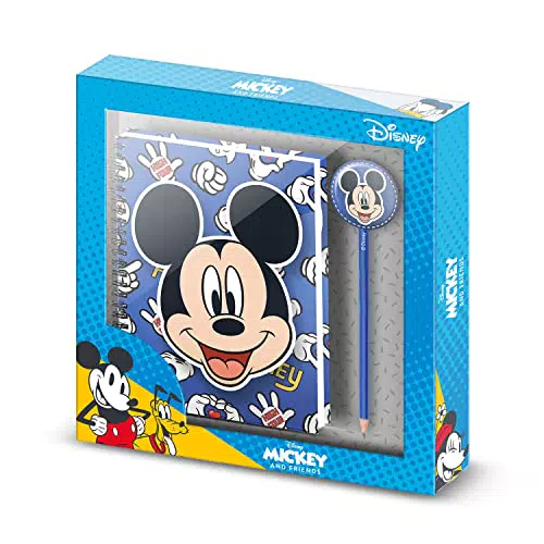 Topolino Grins-Confezione Regalo con Taccuino e Matita Fashion