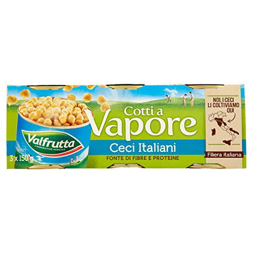 Valfrutta Ceci Italiani Cotti a Vapore, 3 x 150g