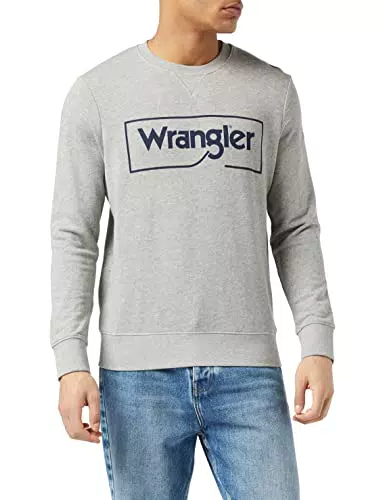 Wrangler Frame Logo Felpa, Mid Grey Mel