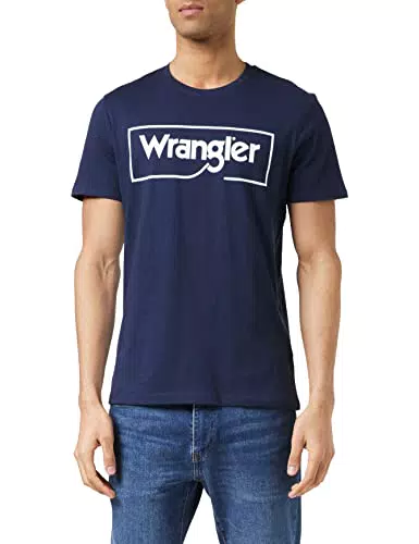 Wrangler T-Shirt con Logo, Blu Navy