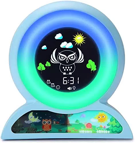 YISUN Sveglia Digitale da Comodino, Sveglia Bambini da Comodino con 5 Colori Wake-up Light Sveglia Ricaricabile USB