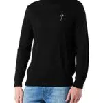 ARMANI EXCHANGE Merino Wool, Crew Neck, Embroidered Logo Maglione