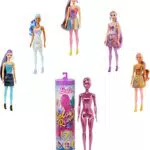 ​Barbie Color Reveal Serie Metallic, Bambola con 7 Sorprese