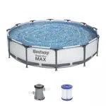 Bestway 56416-4 Set Piscina Fuori Terra Steel Pro MAX Rotonda da 366x76 cm