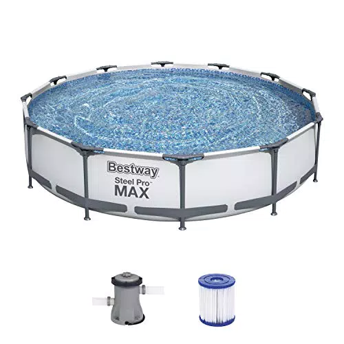 Bestway 56416-4 Set Piscina Fuori Terra Steel Pro MAX Rotonda da 366x76 cm