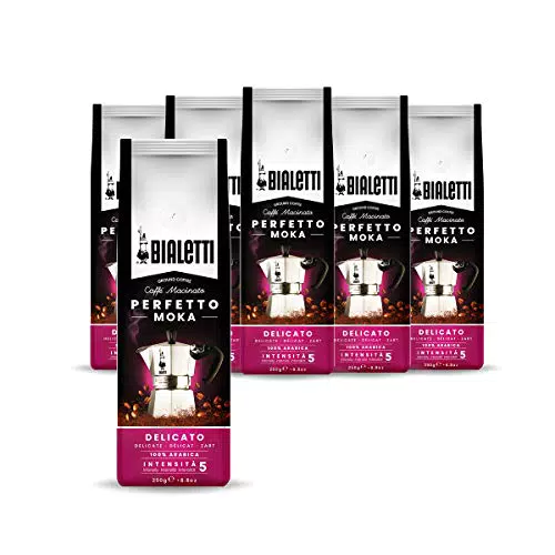 Bialetti Perfetto Moka Caffè Macinato, 1.5 Kg, Delicato - 6 x 250 g