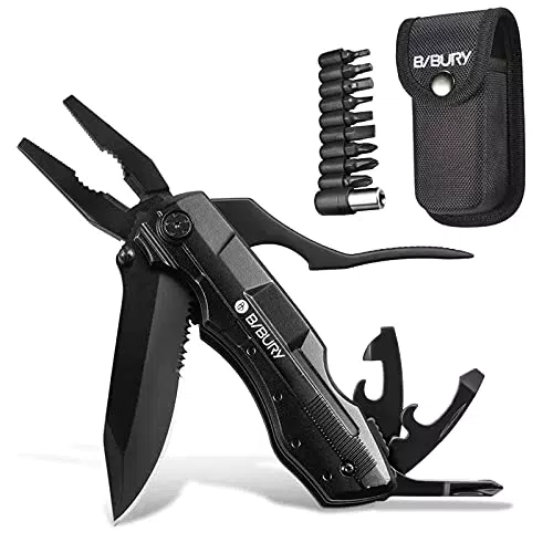 BIBURY Coltello Multiuso 5 in 1 Tascabile Multifunzione in Acciaio Inossidabile
