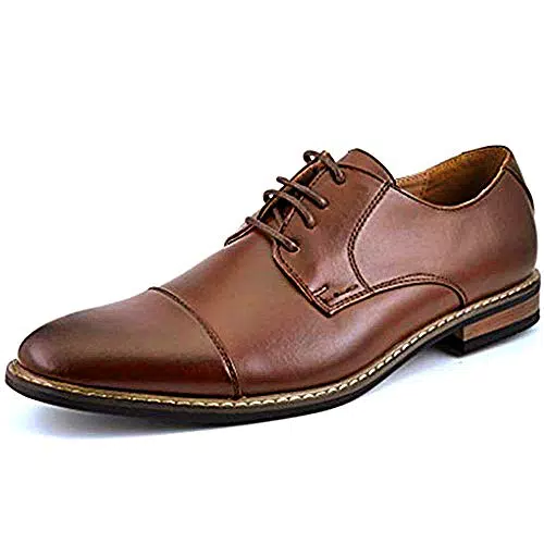 Bruno Marc Scarpe Oxford Uomo in Pelle Stringate Basse Oxford Vintage Elegante Marrone Scuro Prince-6 Taglia 44EU/10.5US