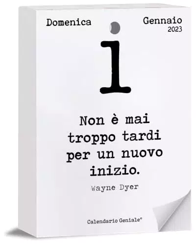 Calendario Geniale 2023. L'Originale. L'Unico con Bonus digitali. Idea Regalo. Inserto 10 x 14 cm. Leggi la frase del giorno e condividi il pensiero Filosofico. Calendario con scatola