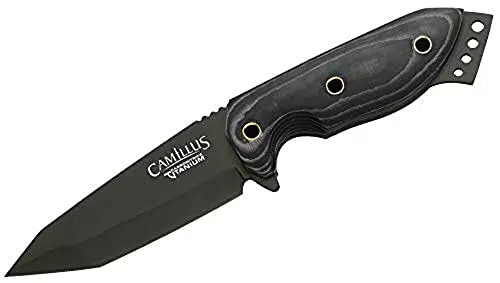 Camillus Coltelli, con fodero balistico in nylon, lama in acciaio AUS-8 in carbonitruro di titanio da 9