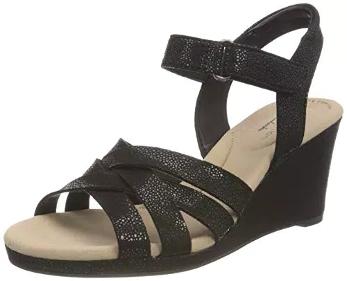 Clarks Lafley Leah, Sandali con Tacco Donna, Black Interest Synthetic
