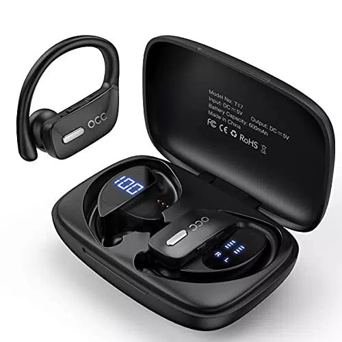 Cuffie Wireless Cuffie Bluetooth Riproduzione 48H Auricolari bluetooth nell'orecchio Impermeabile con microfono Display a LED per lo sport Corsa Allenamento ZINGBIRD-OCC