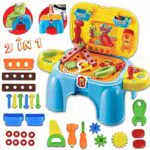 deAO Giochi d'Imitazione per Bambini Sgabello & Scatola Portatile 2in1 Playset con Accessori Inclusi