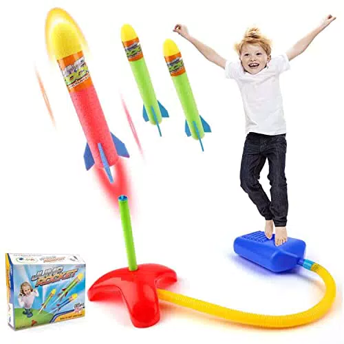 deAO Lanciarazzi per Bambini Saltare ed Lanciare Playset Set di Giochi di Scienze Include i Razzi di Gommapiuma per Interni ed Esterni