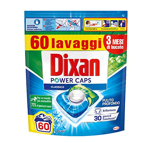 Dixan Powercaps, Detersivo Lavatrice Predosato In Capsule, 60 lavaggi