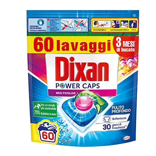 Dixan PowerCaps Multicolor, Detersivo Lavatrice Capsule