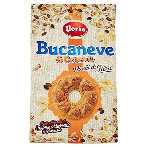 Doria - Bucaneve 6 Cereali, Biscotti Ricchi di Fibre - Ideali per la tua Colazione o Spuntino - Confezione da 300 gr