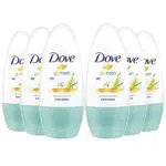 Dove Go Fresh Deodorante Roll-On alla Pera, 6 pezzi da 50 ml