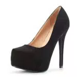 DREAM PAIRS décolleté da Donna con Plateau e Scarpe da Sera a Spillo Alte SWAN-30 Camoscio Nero Taglia /