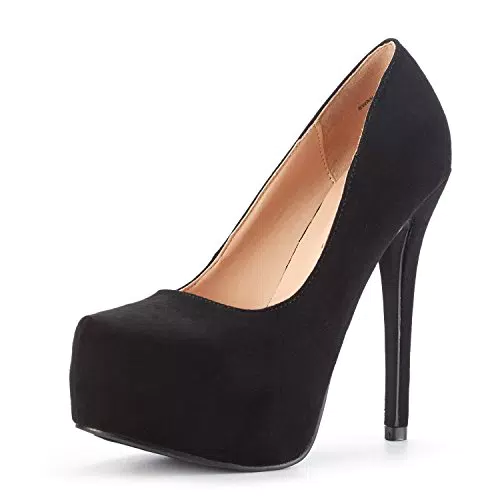DREAM PAIRS décolleté da Donna con Plateau e Scarpe da Sera a Spillo Alte SWAN-30 Camoscio Nero Taglia /