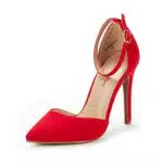 DREAM PAIRS Scarpe da Donna con Tacco Alto e Cinturino alla Caviglia con Tacco Alto Oppointed-LaceyPelle Scamosciata Rossa / 7