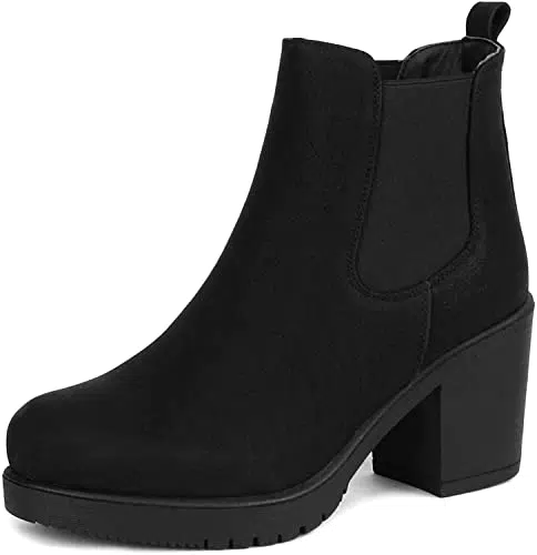 DREAM PAIRS Stivaletti per Donna Nero PU 6./